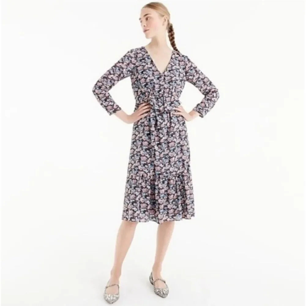J. CREW Ruffle Hem Dress Paisley Floral